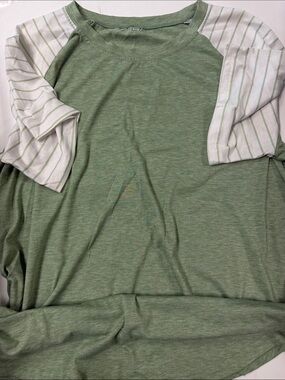 Green Raglan Baseball Tee with White Striped Sleeves